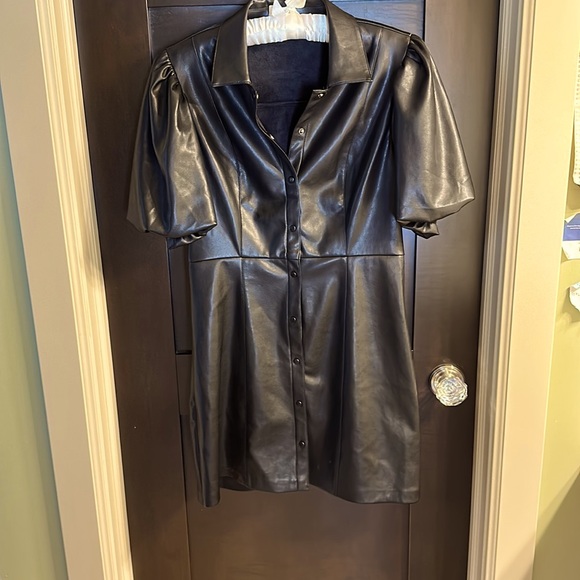 Dynamite Dresses & Skirts - Dynamite black vegan leather button-down dress